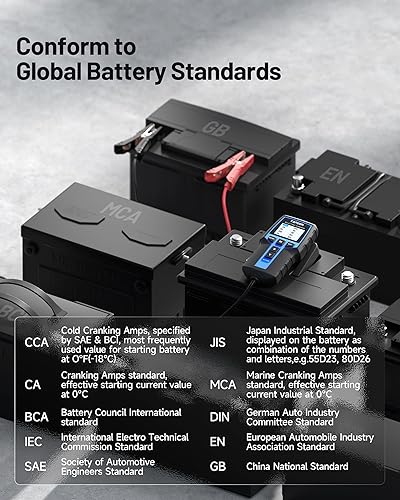 Miniatura 8 de TOPDON BT200 Probador digital de batería de auto de 12 V o 24 V, para baterías de 100 a 2000 CCA, probador de alternador y sistema de arranque,