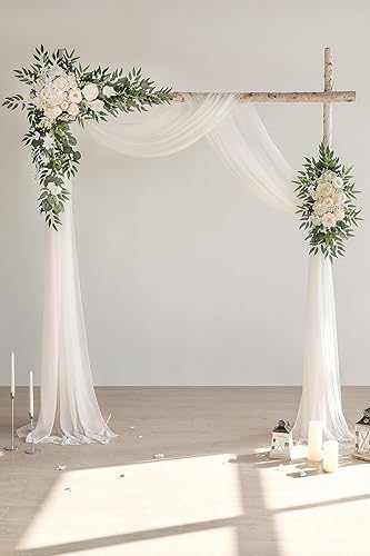 Miniatura 4 de YYHUAWU Arco de boda, 2 paneles de tela de gasa blanca de 20 pies, cortinas de cenador para boda, fiesta, ceremonia, recepción, decoración