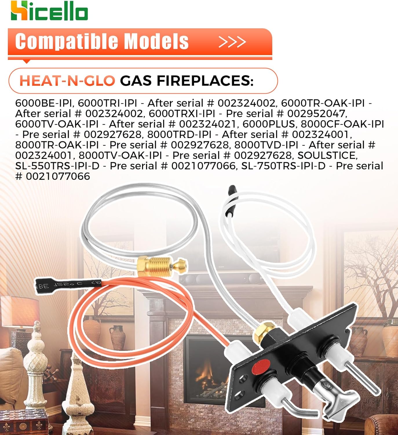 4021-423 IPI Propane Gas (LP) Pilot Assembly Replacement for Heatilator, Heat-N-Glo & Quadra-Fire Fireplaces Parts, Pilot Compatible with Heatilator Fireplace ND3933I, ND4236I, Heat N Glo 6000TR