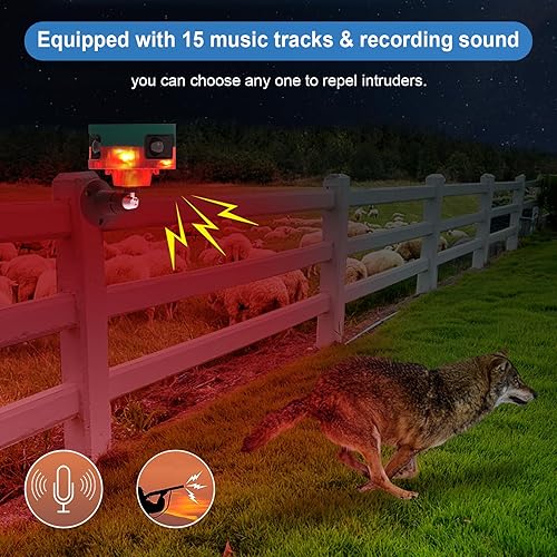 Miniatura 7 de ChunHee Alarma solar con sensor de movimiento para exteriores, ladridos de perros y sonidos de disparos y grabación, alarma detector de movimiento