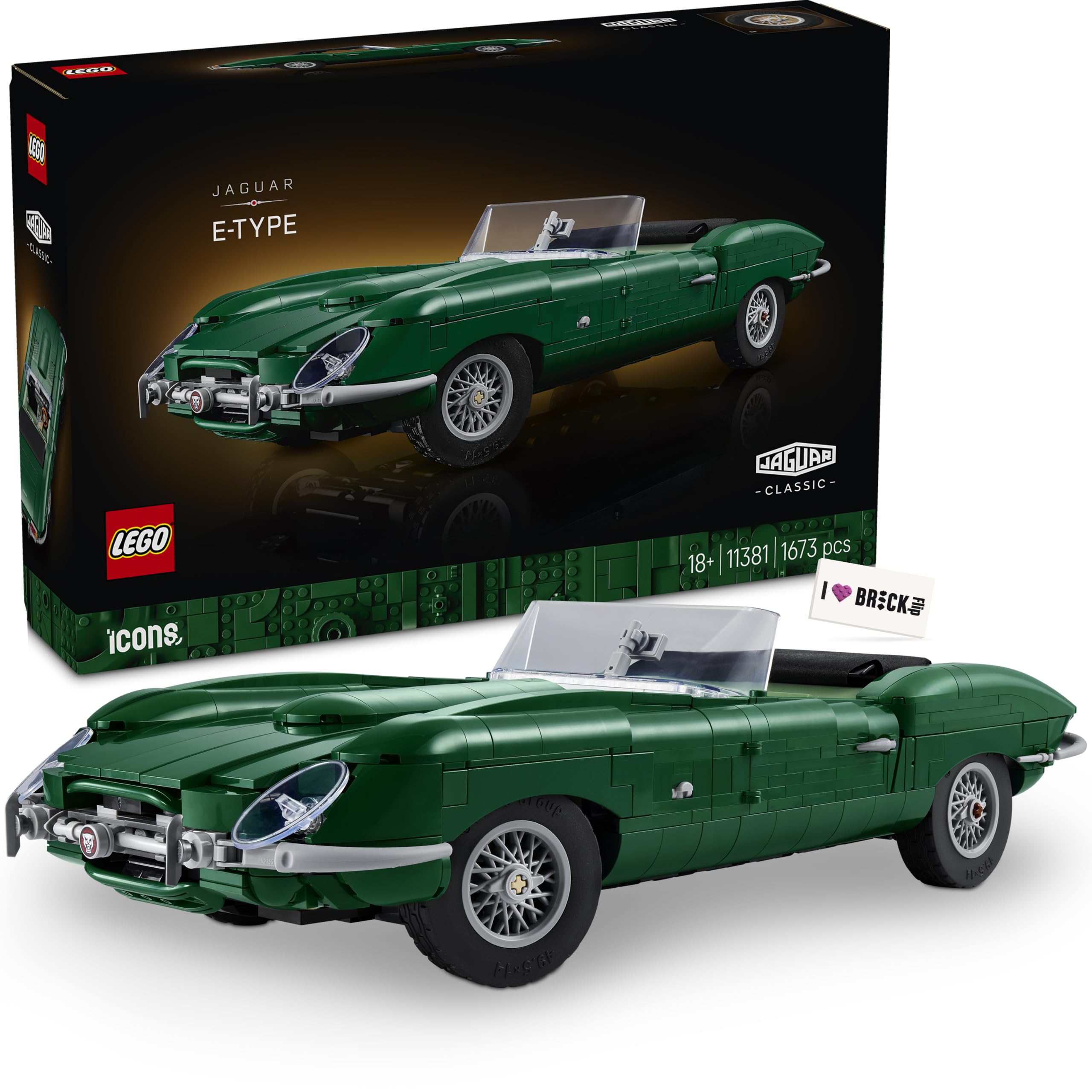 LEGO Jaguar E Type - LEGO 11381 Icons Modellauto (August Neuheit 2026) | Jaguar LEGO E Type, 11381 LEGO 77 RW E-Type, Modellauto für Erwachsene, 1673 Teile