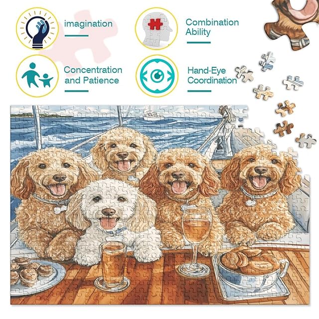 Foto 3 de 8 de Puzzle Adultos 1000 Piezas - Retrato Artístico De Perro En Madera - 75x50 Cm Decorativo