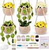 Scettar Crochet Kits for Beginners, 6PCs Hanging Potted Plants Crochet Kit with Step-by-Step Video Tutorials, Learn to Crochet Kits for Adults, Potted Plants Decorative Beginner Crochet Kit