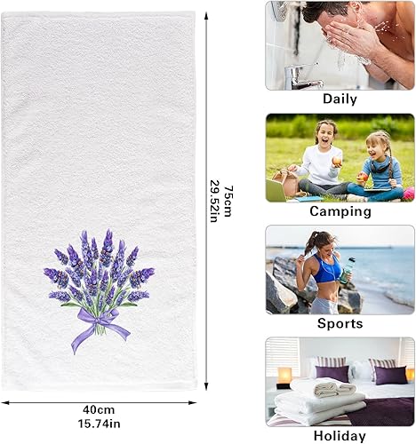 Miniatura 6 de ALAZA Juego de 2 toallas de mano color morado lavanda para baño, toalla para la cara de la punta de los dedos, 100% algodón, suave, absorbente,