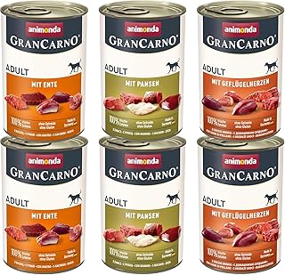 animonda Grancarno Adult Deftige Variation (6 x 400 g), Dog Wet Food for Adult Animals, Wet Food for Dogs with 100% Fresh, Meat Ingredients, Dog Food without Grain product image