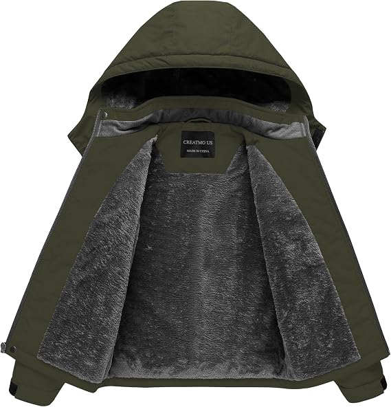 CREATMO US Boy's Waterproof Ski Jacket Warm Winter Snow Coat Windproof Snowboarding Rain Jacket