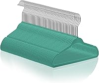 Vista 1 de Casafield 50 perchas de terciopelo para bebé, tamaño de 11 pulgadas para ropa de bebés y niños pequeños, color verde azulado