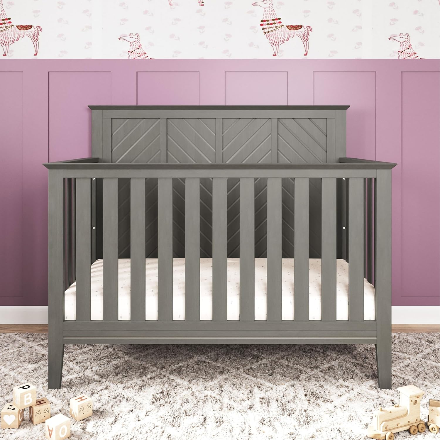 Child Craft Atwood 4-in-1 Convertible Baby Crib, Wooden Nursery Furniture Converts to Daybed, Toddler Bed and Full-Size Bed, 3 Mattress Height Adjustments, Non-Toxic Baby Safe Finish, Lunar Gray | 4-in-1 Crib, Baby Safe Finish, Non-Toxic, Adjustable