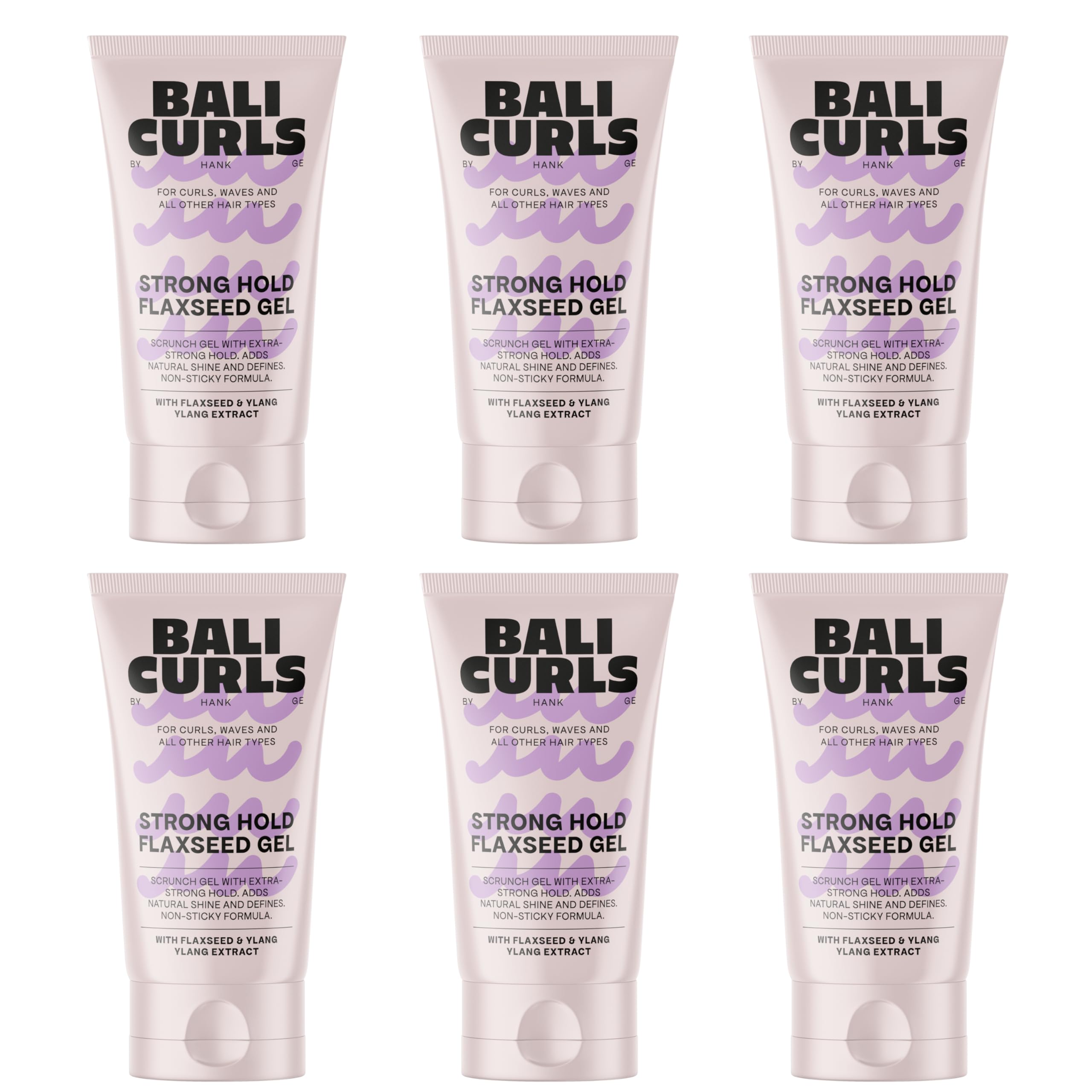 BALI CURLS Strong Hold Flaxseed Gel 6x150ml – Extra starkes Scrunch-Gel für definierte Locken – Langanhaltender Halt & natürlicher Glanz – Curly Method geeignet