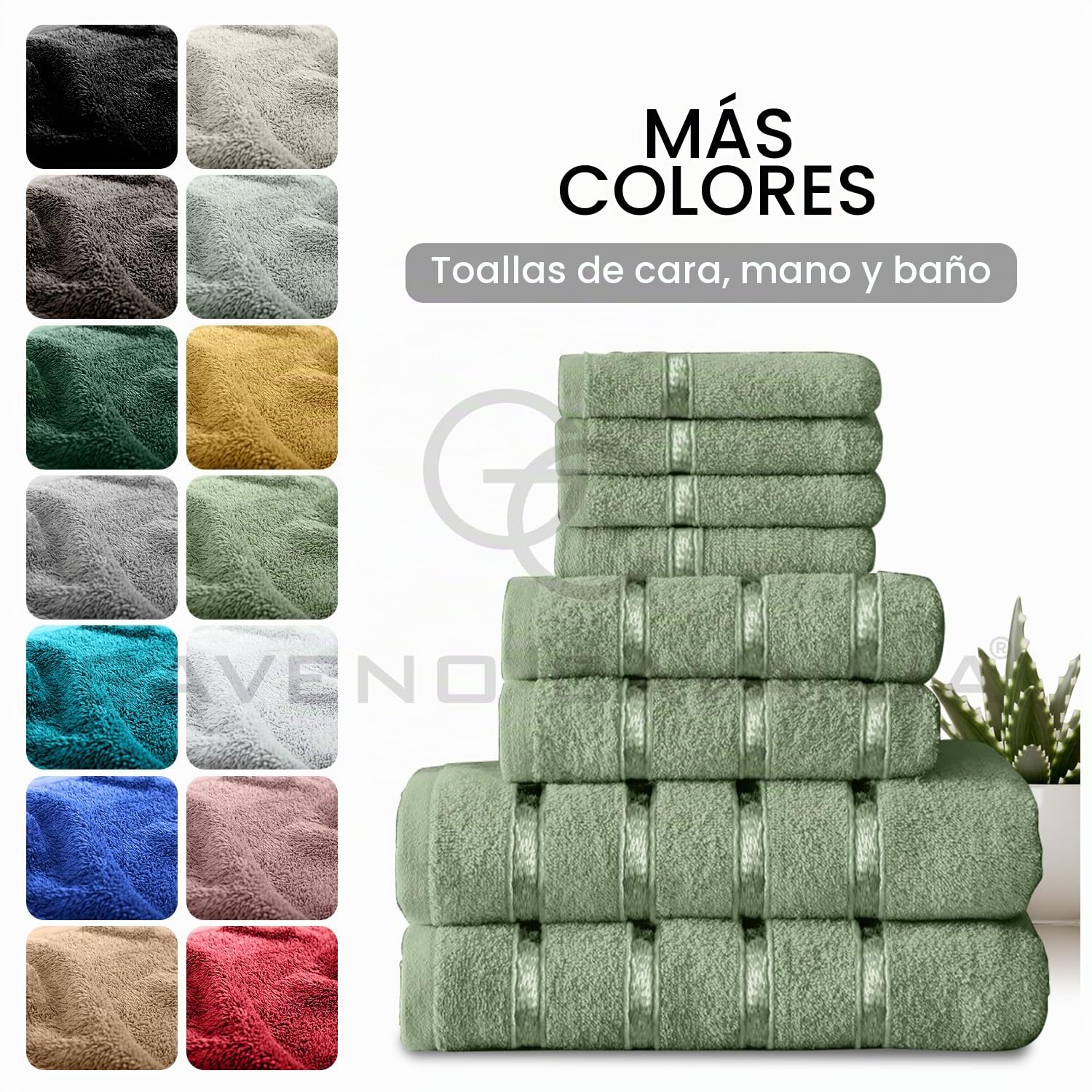 GC GAVENO CAVAILIA Juego de Toallas supersuaves, 8 Toallas de algodón Egipcio, de Secado rápido, Altamente absorbentes, Color Verde Salvia, (4 Toallas de Cara + 2 Toallas de Mano + 2 Toallas de baño)