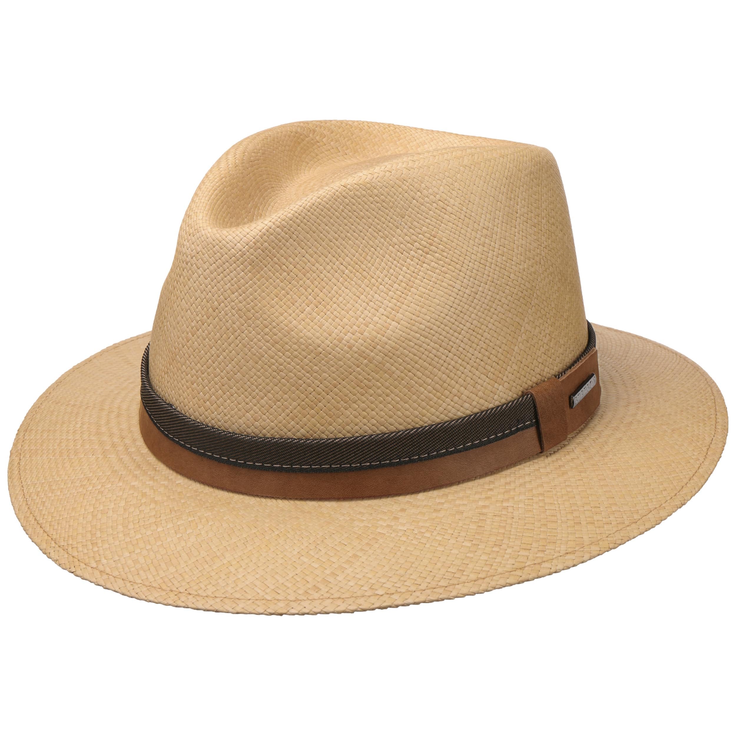 Stetson Chapeau Panama Vermaron Traveller Homme - Made in Ecuador de Soleil D'Ete en Paille avec Bandeau Cuir, Cuir Printemps-ete Ete
