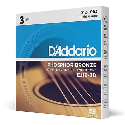 D'Addario Guitar Strings - Phosphor Bronze Acoustic Guitar Strings -