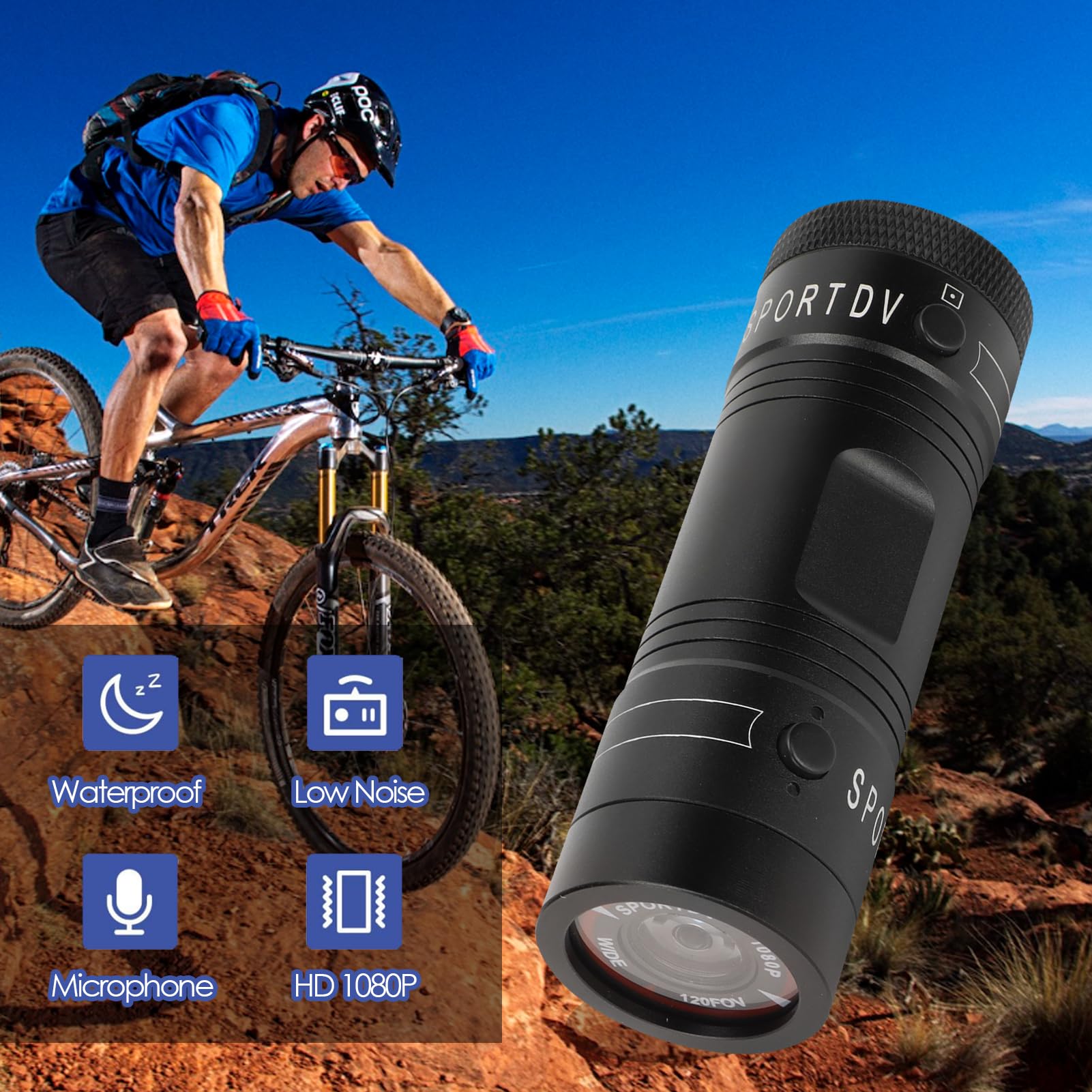 Telecamera Per Casco Moto HD 1080P Con Auricolare Bluetooth 5.3 | Grandangolo 120° E Batteria 1500mAh, Per Guida, Sci E Arrampicata