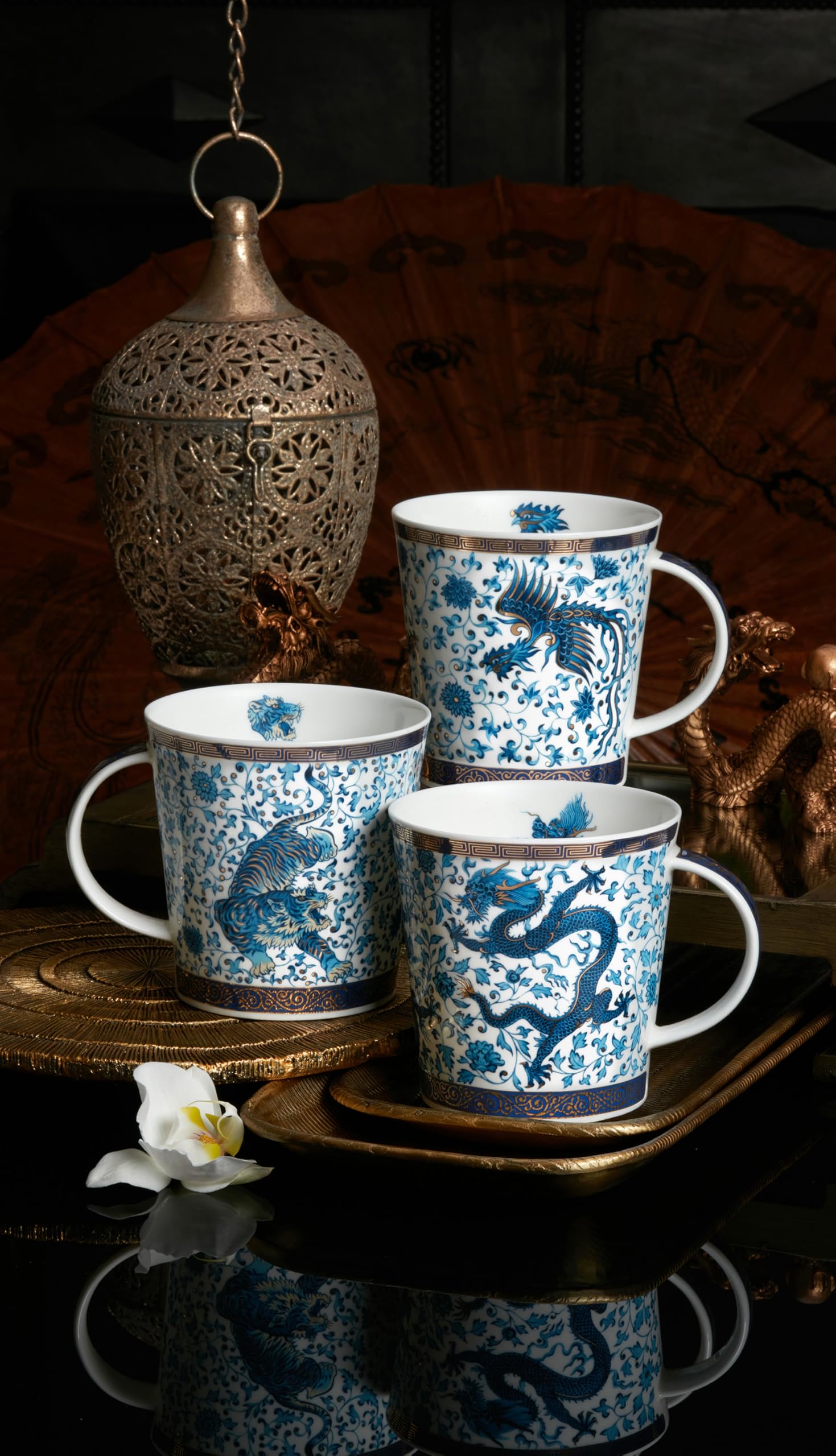 Dunoon Caingorm Tasse en porcelaine fine Bleu Ming (Tigre Bleu et Blanc)