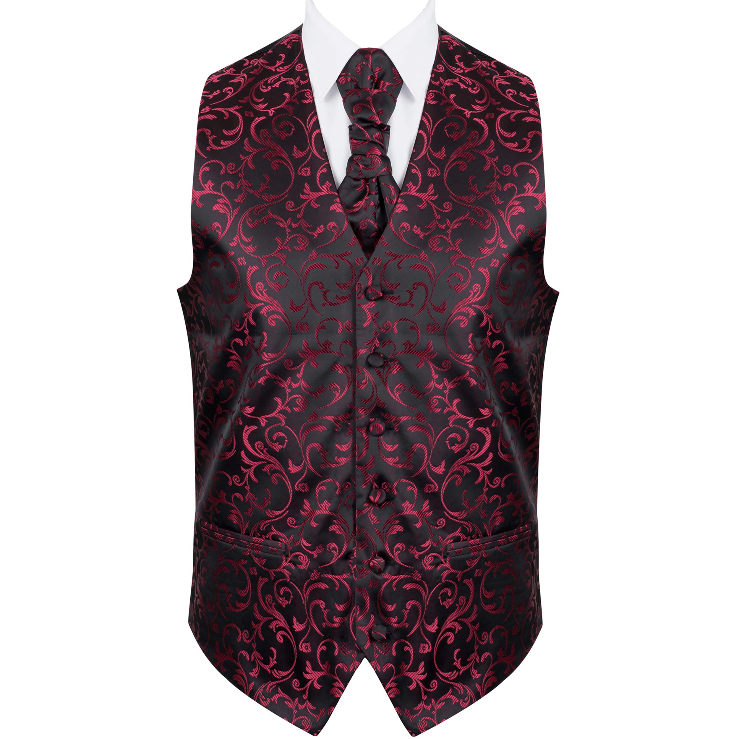 Abel & Burke Burgundy on Black Swirl Leaf Gents Waistcoat #AB-WWA1000/1 Men's M - 38''