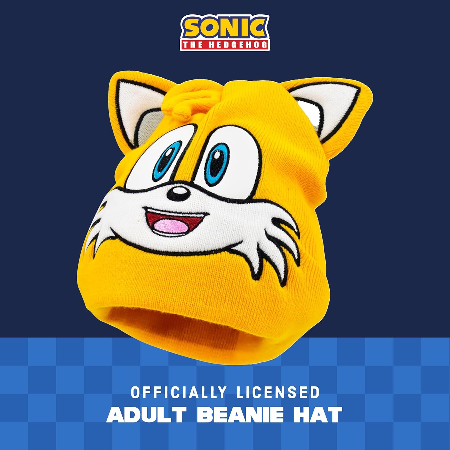 Sonic The Hedgehog Adult Beanie Hat, Tails The Fox Acrylic Knitted Winter Hat with Ears, Orange, One Size - Image 2