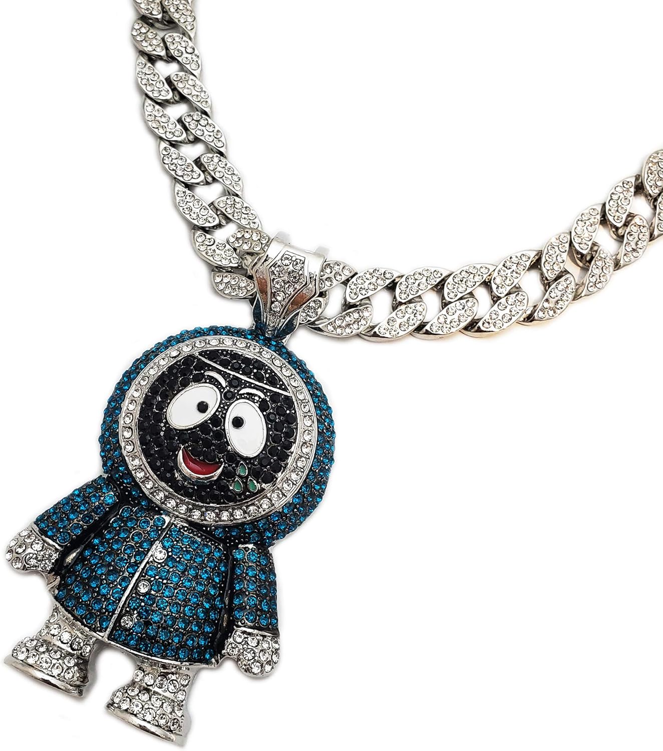 Hip Hop Iced Large BRICK SQUAD ESKIMO Pendant & 18" 1 ROW Tennis Choker Chain Necklace