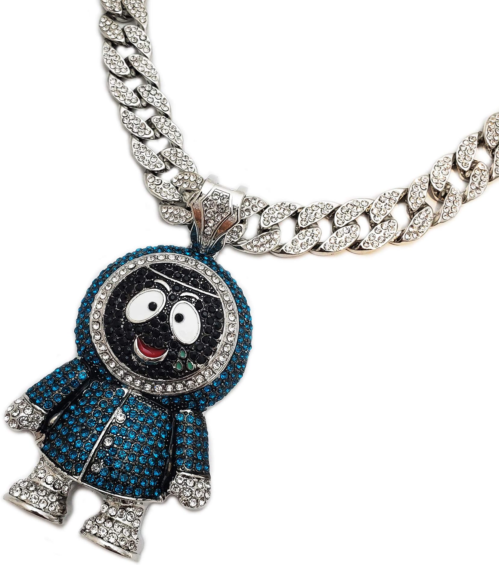 Hip Hop Iced Large BRICK SQUAD ESKIMO Pendant & 18" 1 ROW Tennis Choker Chain Necklace