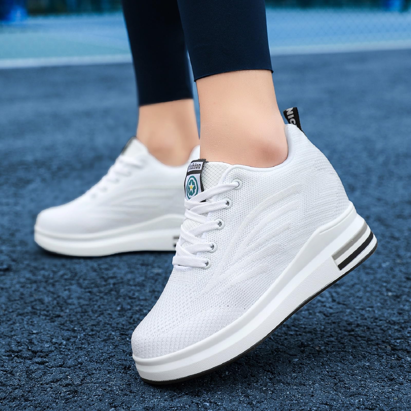 Sneakers Donna con Zeppa Interna Scarpe da Ginnastica Sportive Running Outdoor Tennis Fitness Casual Scarpe Traspiranti Plateau con Tacco 8.5cm