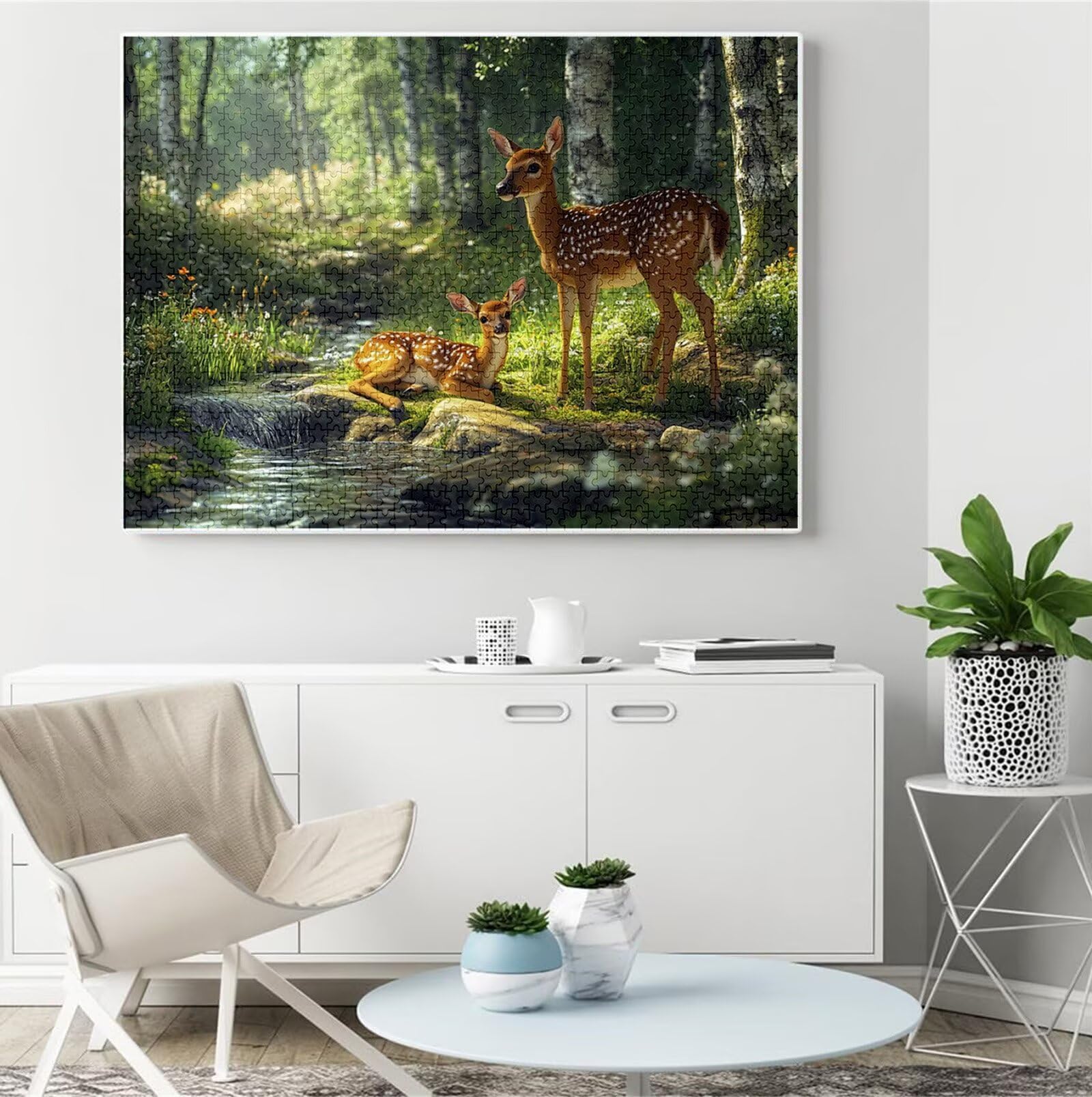 Puzzle Foresta Puzzle 2000 Pezzi Jigsaw Adulti DIY Classici Gioco, Puzzles a Forma di Cervo, Giochi Rilassamento e Intelligence per Ragazzi da 14 Anni 100 x 70 cm/2000 pcs con Regalo in Legno B-4361