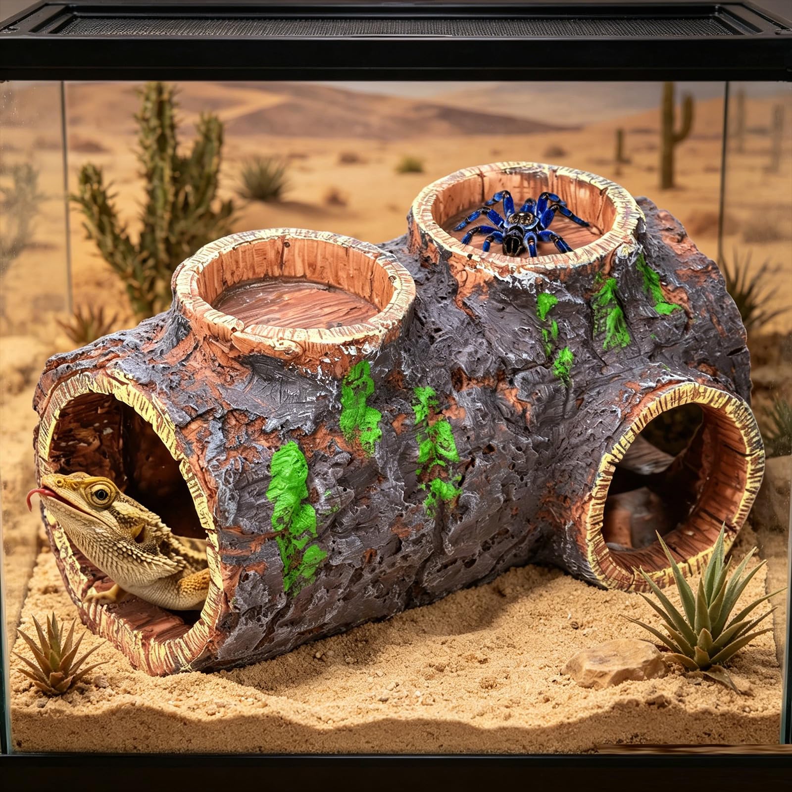 ordinarYone Hideaway Shelter Reptiles Cueva Waterer y comederos para terrarios y acuarios, mascotas reptiles escondite cueva
