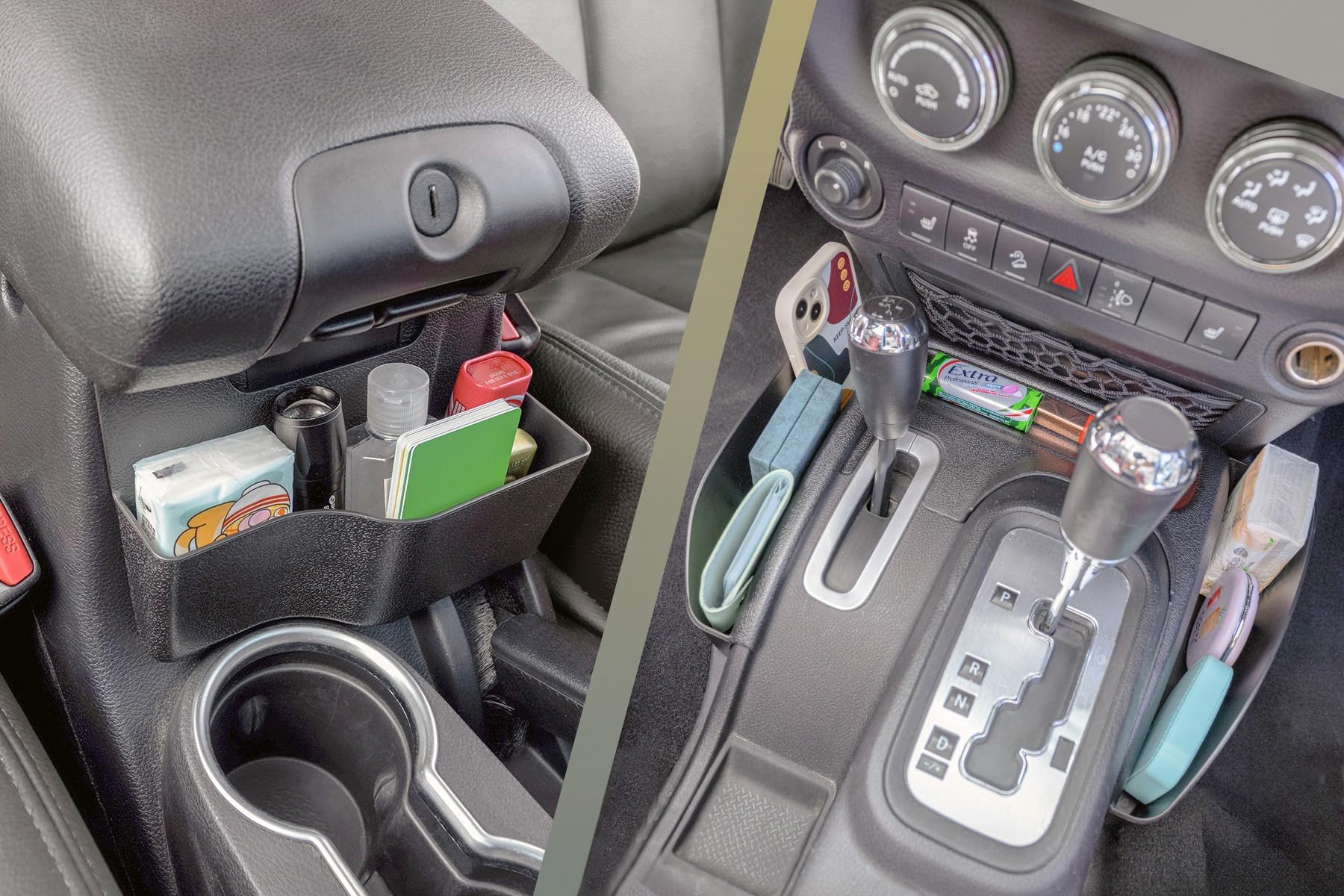 Quadratec Center Console Storage Organizer Tray Fits Jeep