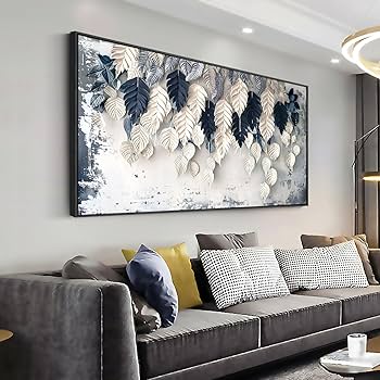 Amazon.co.jp: ウォールアート 葉 ボタニカル 白と青 モダン