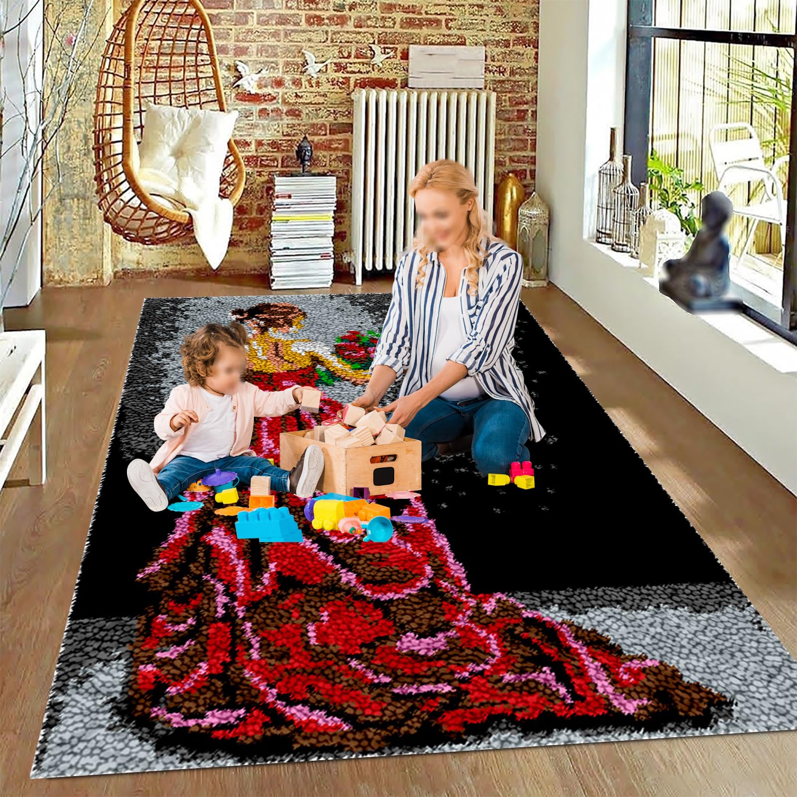 Knüpfen Set Knüpfteppich zum Selbstknüpfen für Erwachsene - Knüpfset 55 x 75 cm