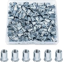 100 Stück Nietmuttern M5, Jeboler Blindnietmuttern M5 Flachkopf Einziehmuttern Gewindenieten, Verzinkt Stahl Hülsenmutter Rivet Nutsert Gewindehülse für Metallplatten Rohre usw.