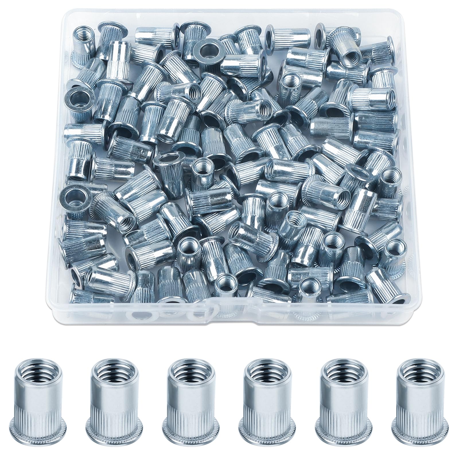 LB1208 LB TOOLS Blindklinkmoeren M5 van carbon staal, platkop met gekartelde schacht (50st) - VDH Tools
