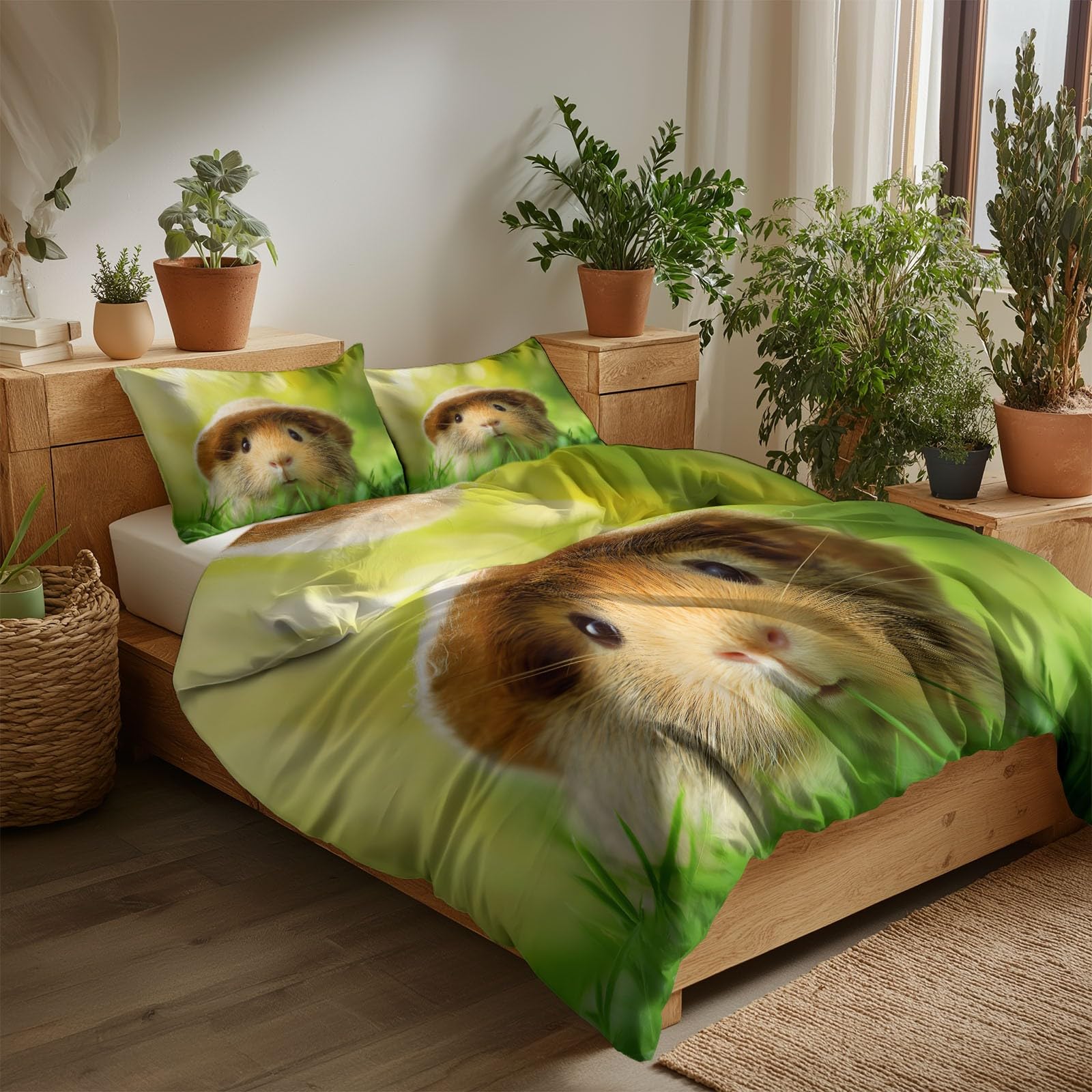 Générique Komplet pościeli 220 x 240 cm Dorośli dziecko świnka morska, poszwa na kołdrę w stylu fotografii przyrodniczej - zestaw pościeli z fotografią zwierząt motyw ekologiczny poszwa na kołdrę