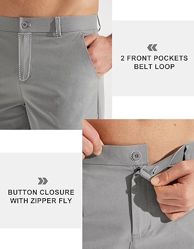 Miniatura 5 de Libin Pantalones de Golf para Hombre Elásticos de Trabajo Elegantes 30"32"34" de Secado Rápido Ligeros Casuales Cómodos con Bolsillos