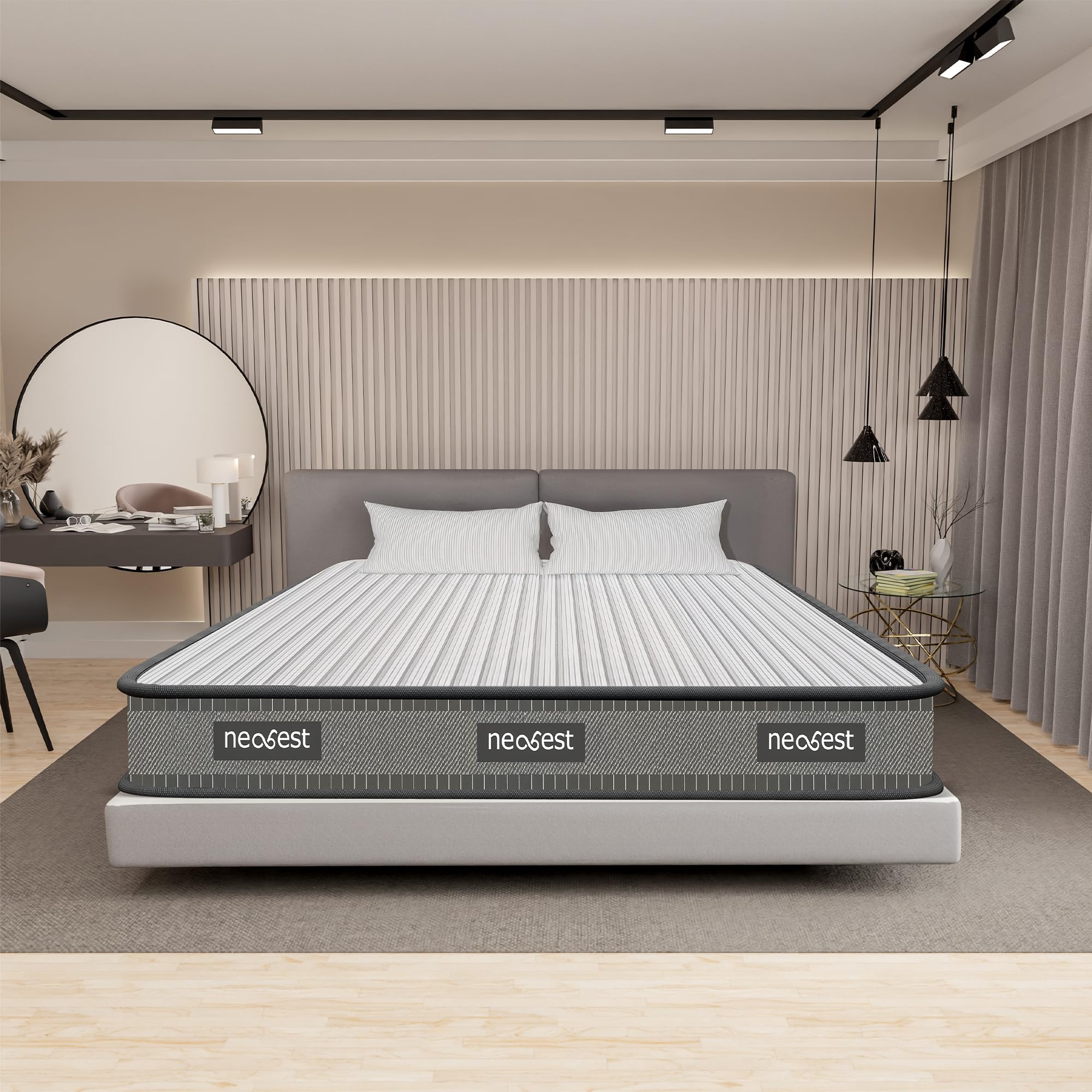 NEOBEST | NEODTE78606 | Orthopedic - Dual Foam 3 Layers Hypoallergenic & Breathable Fabric | Tape Edge 6 inch Queen High Resilience (HR) Foam Mattress (78X60X06 Inches) | Grey & White-image-27
