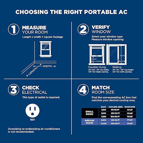 Miniatura 8 de GE - Aire acondicionado portátil de 6,100 BTU para habitaciones pequeñas de hasta 250 pies cuadrados, 3 en 1 con deshumidificación, ventilador y