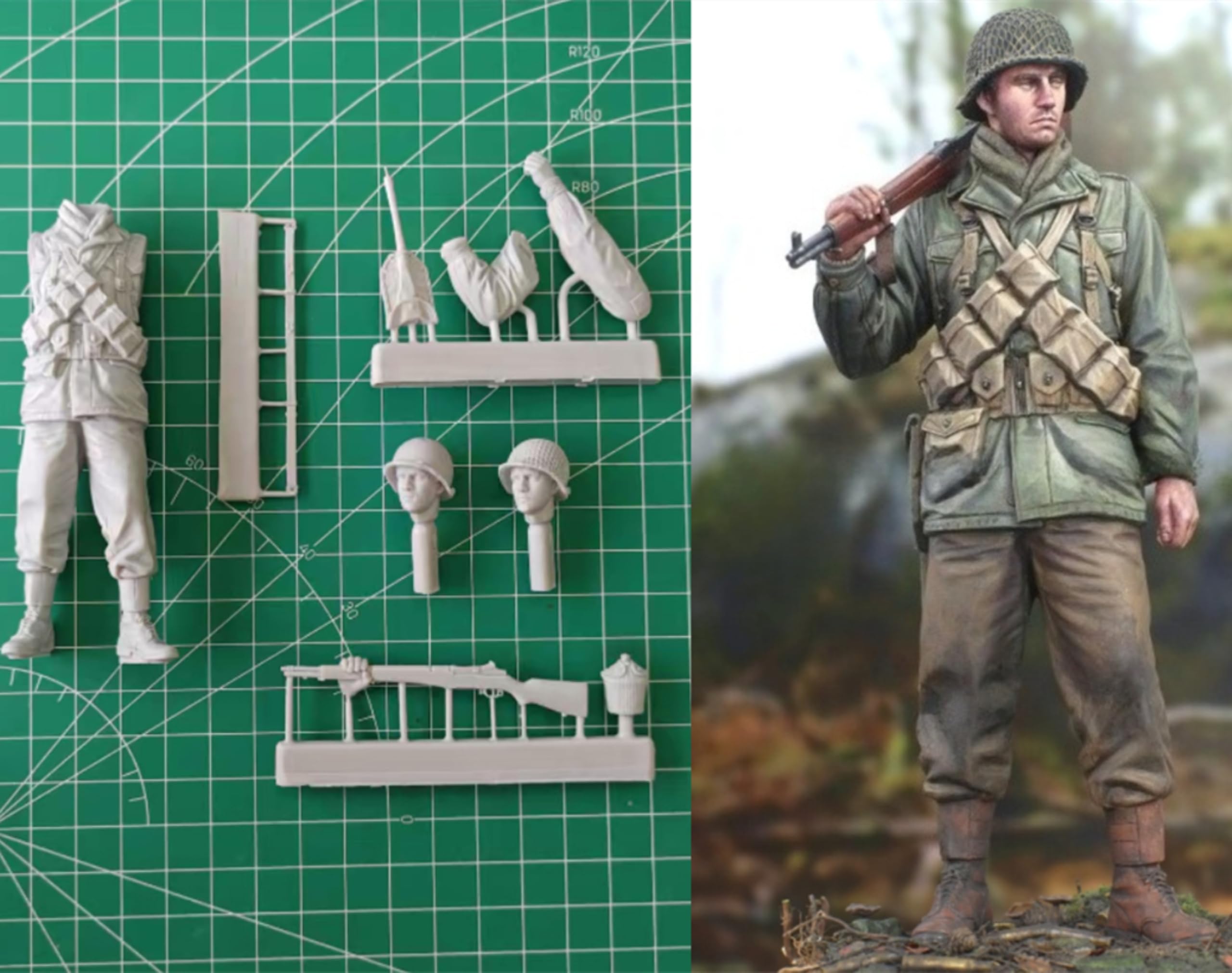 Bhowsa 1/16 WW2 US Soldier Resin Model Kit, modèle en résine non peint et non assemblé/s9X2j5