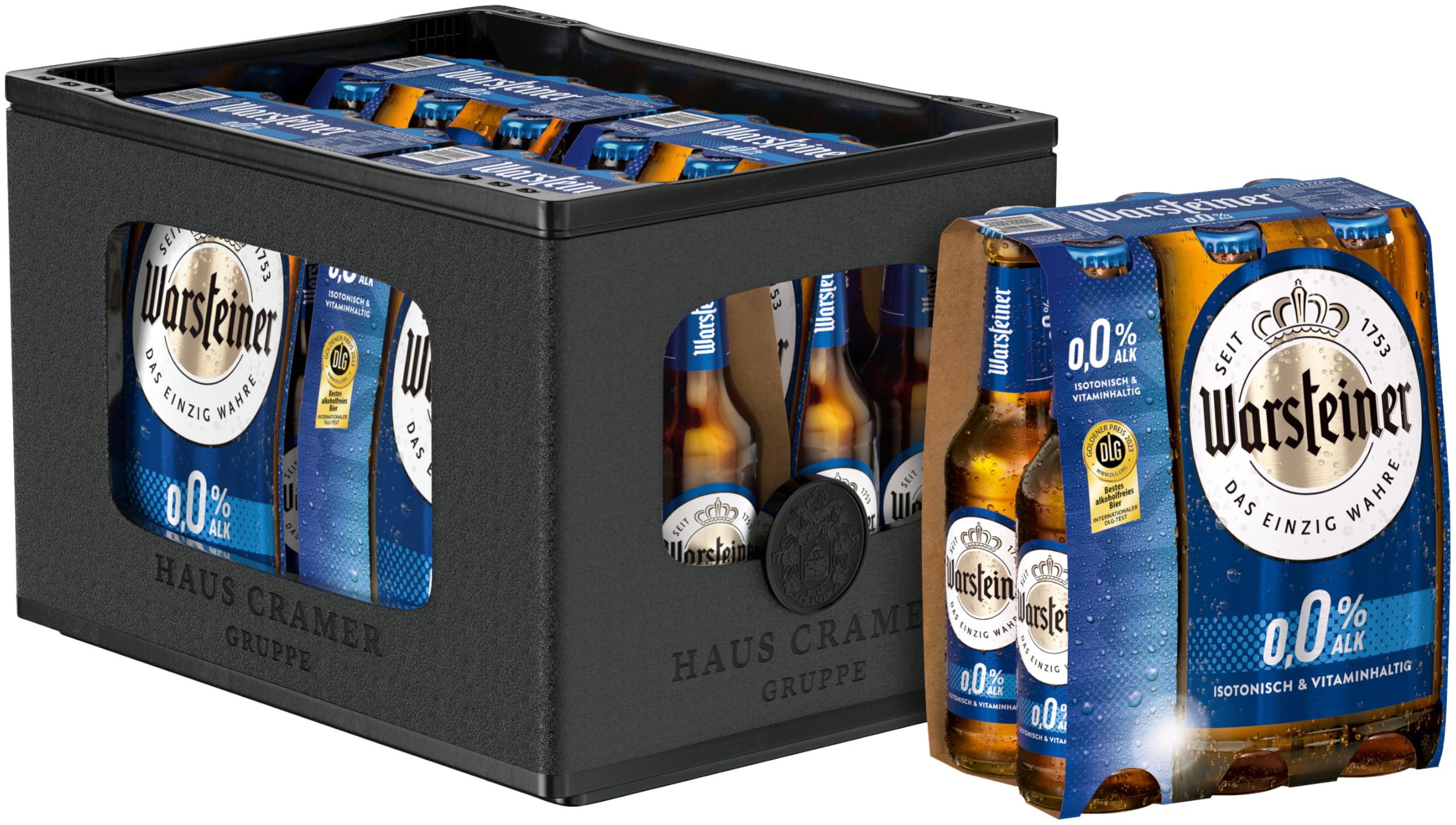 Warsteiner Premium Pilsener Alkoholfrei 0,0% Flaschenbier, MEHRWEG im Kasten, Alkoholfreies isotonisches Pils Bier mit 0,0% Alc., 24er Kiste (24 x 0.33 l)