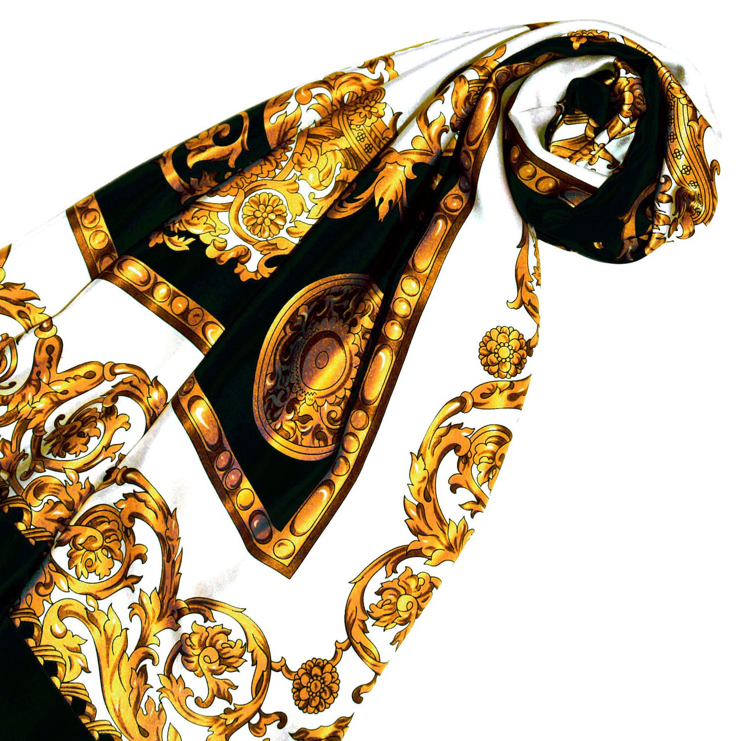 LORENZO CANA Foulard pour la femme – écharpe à la mode de 100% soie pour le printemps et l´été avec les mesures de 100 cm x 100 cm – soyeux, élégant et très coloré