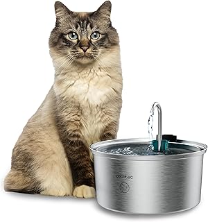 Cecotec Pumba 3200 Refresh INOX Automatischer Katzenbrunnen für Katzen, Haustiere, Fassungsvermögen 3,2 l, Edelstahl, Hochleistungsfilter, leise, Wasserfall-Design, IPX4, einfache Reinigung