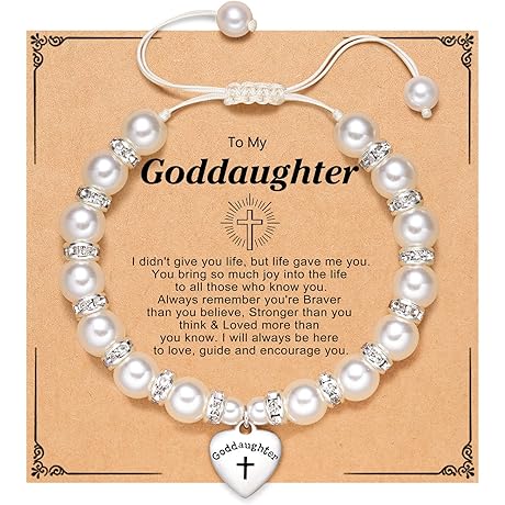 Goddaughter Gifts from Godmother Godfather, Goddaughter Bracelet, Baptism First Communion Gifts for Goddaughter Girl