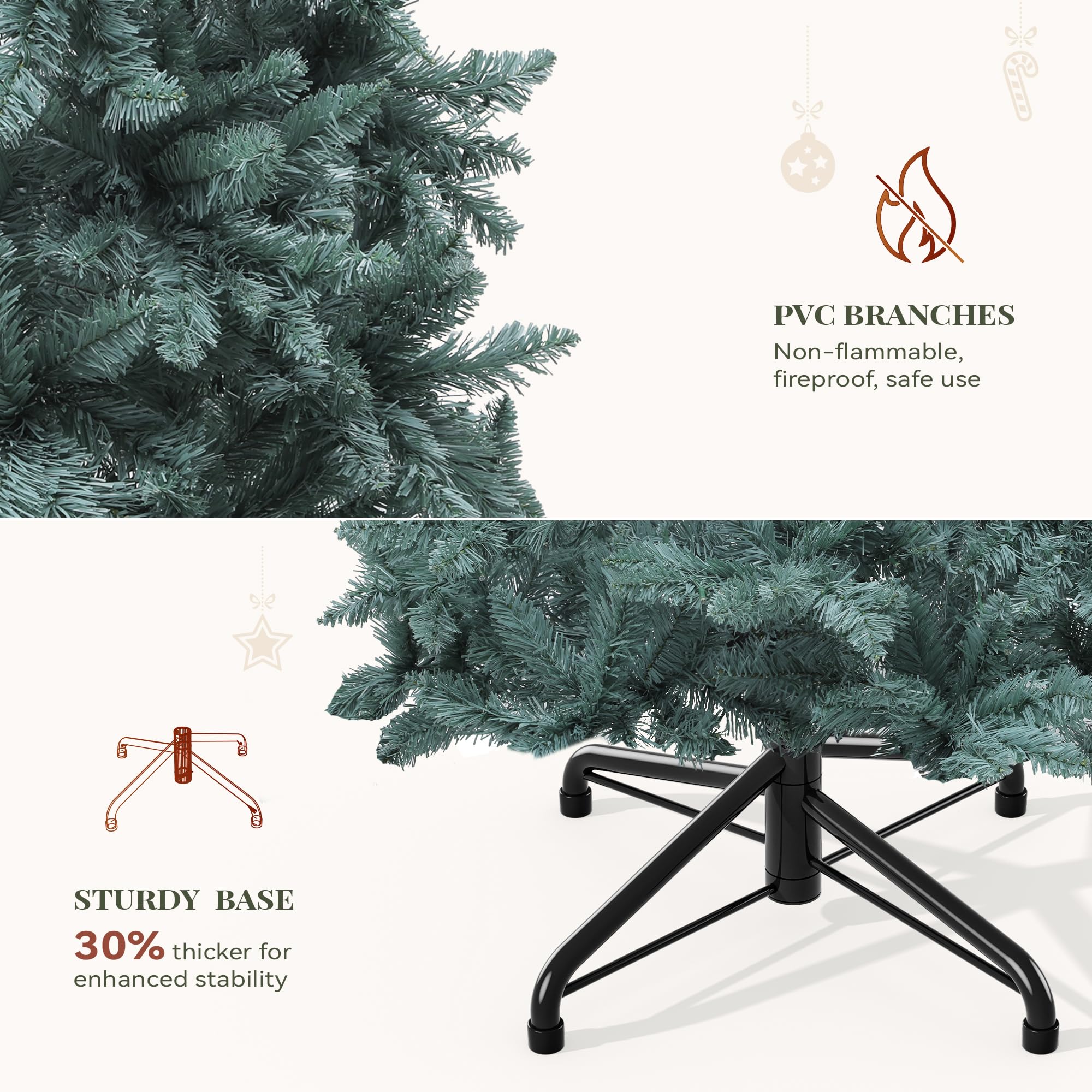 YITAHOME Sapin de Noël Artificiel en épicéa de 1,8 m avec éclairage, Branches rabattables, 880 Pointes et 450 lumières Blanches Chaudes