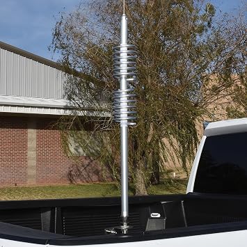 Tram 15,000-Watt TramCat Trucker Twin-Coil Aluminum CB Antenna with 42-1/4-In. Stainless Steel Whip and 9-in. Shaft