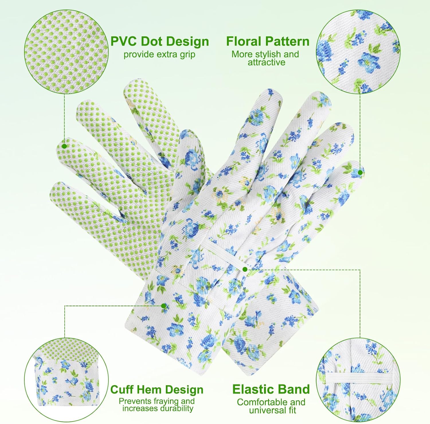 PATIKIL Floral Gardening Gloves for Women Non-Slip Grip Garden Glove Women Working Yard Gloves for Gardening, Planting