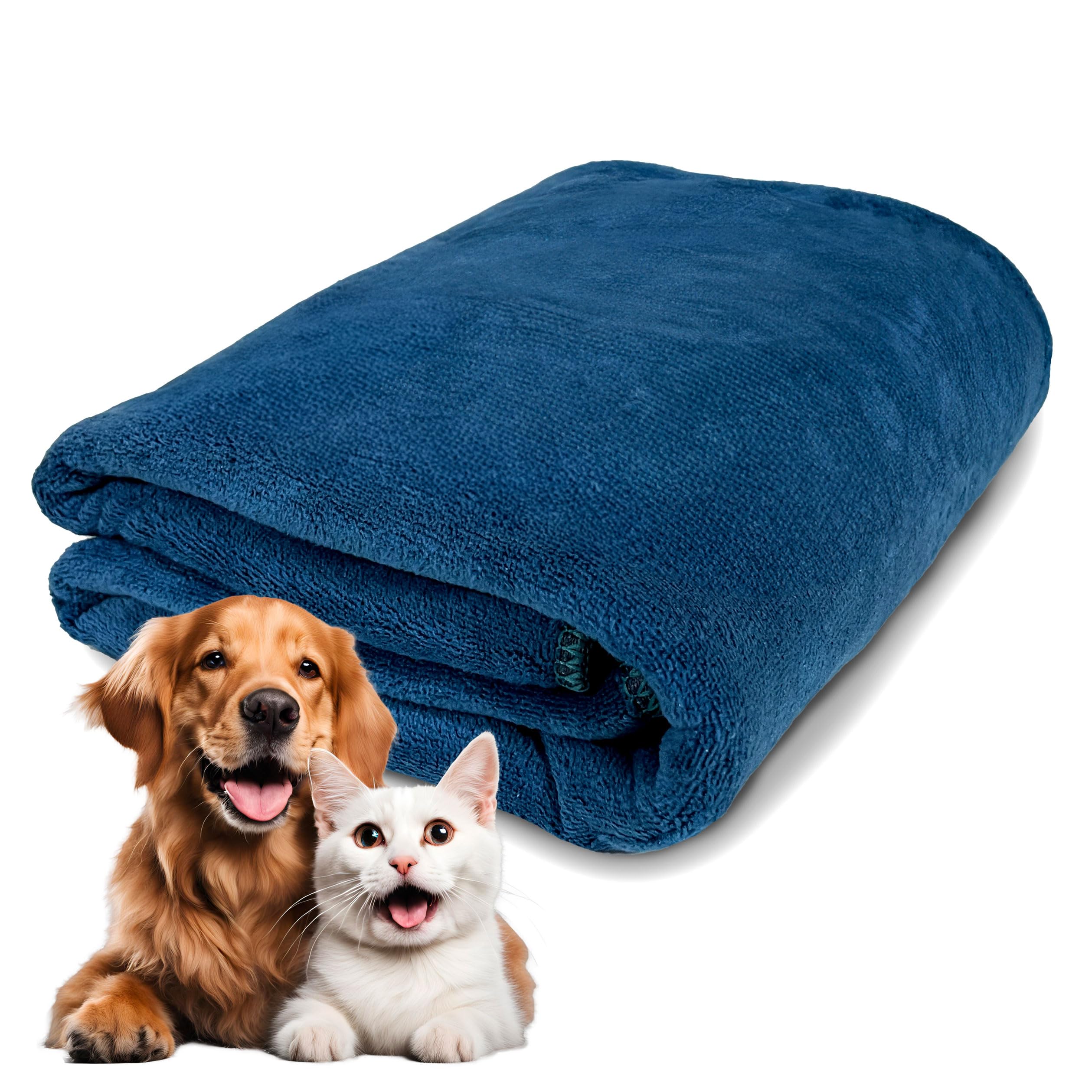 Large Dog Towel for Cats and Dogs, Blue, L