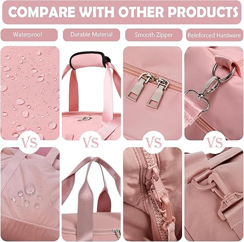 Miniatura 7 de MYHOZEE Bolsa de viaje para mujer, bolsa de viaje para mujer, bolsas de fin de semana, bolsa de deporte, yoga, gimnasio, seco, húmedo, separado con