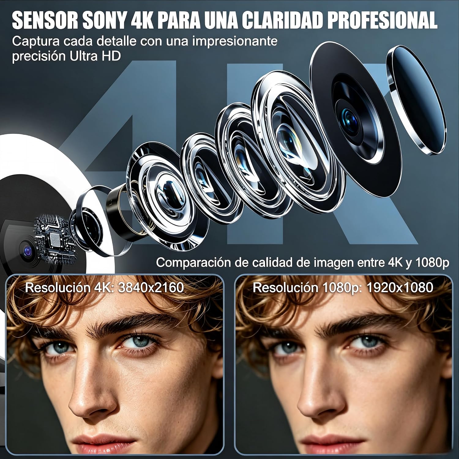 4K Webcam with Ring Light, PDAF Autofocus Camera, 1080P 60FPS | Built-in Privacy Cover, Dual Omnidirectional Mics,Lighting Correction, USB Plug-and-Play for Zoom,Laptop,Conference,Meeting