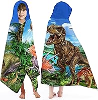 Vista 1 de Toalla con capucha de dinosaurio, toalla de playa de dinosaurio para niños de 30 x 50 pulgadas, microfibra T-Rex absorbente de secado rápido