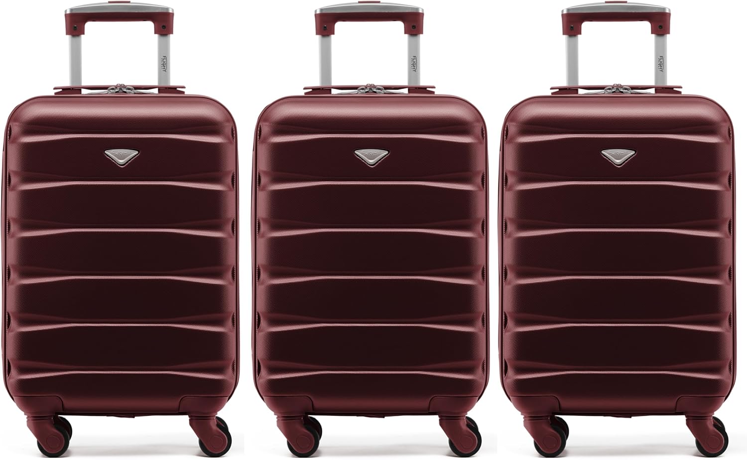 Flight Knight Set di 3 Valigie Leggere in ABS Compatibili con Trolley Bagaglio a Mano Alitalia, easyJet, RyanAir Priorita, Bordeaux, Bagaglio a Mano