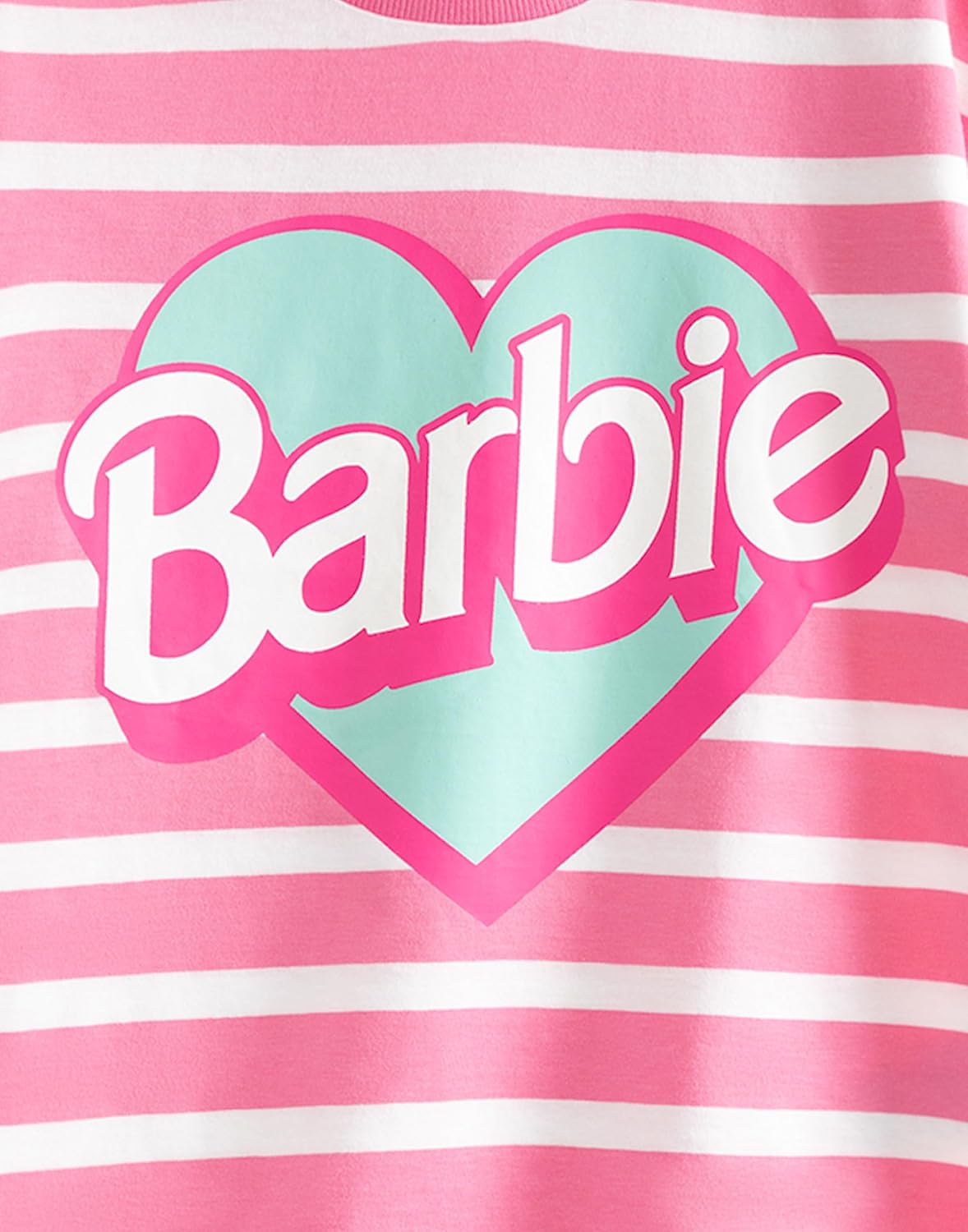 Barbie Girls Pink Striped T-Shirt and Shorts Set | Classic Graphic Tee | Short Sleeve Top with Elasticated Waistband