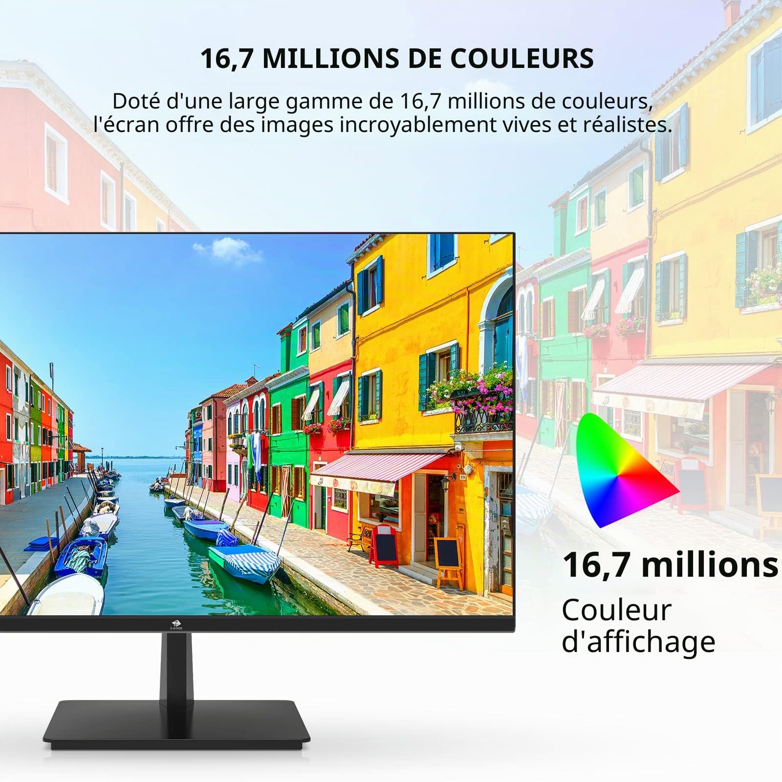 Z-Edge Ecran Pc 24'' IPS Full HD(1920x1080), 75 Hz, FreeSync, Moniteur Bureau LED 16:9 avec HDMI Câble, 16.7M Couleur HDR avec Technologie Eye Care, HDMI & VGA, Inclinaison Réglable, 178° Angle Vue