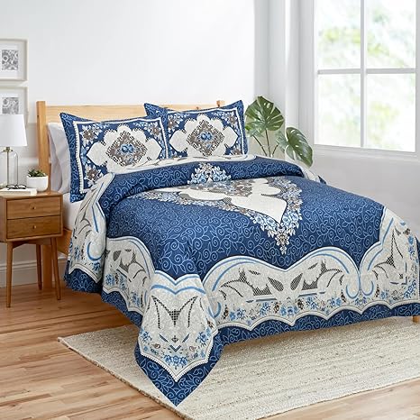 Dream Homme 180 TC King Size Bedsheet Cotton with 2 Pillow Covers - 100 * 108 Inches (Fantasy Blue)